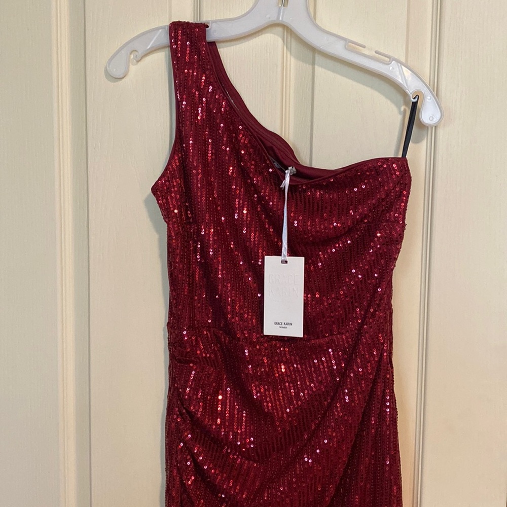 Grace Karin Sequin One Shoulder Dress